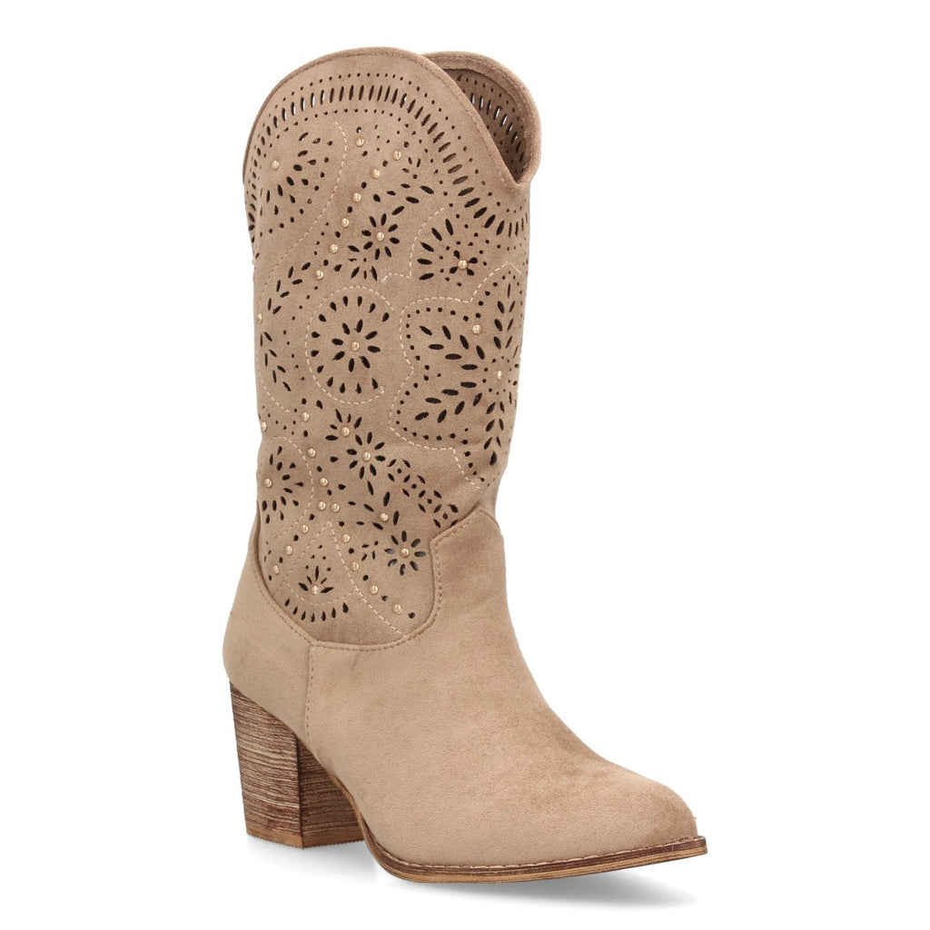 Elegante hohe Stiefel in Beige mit Absatz