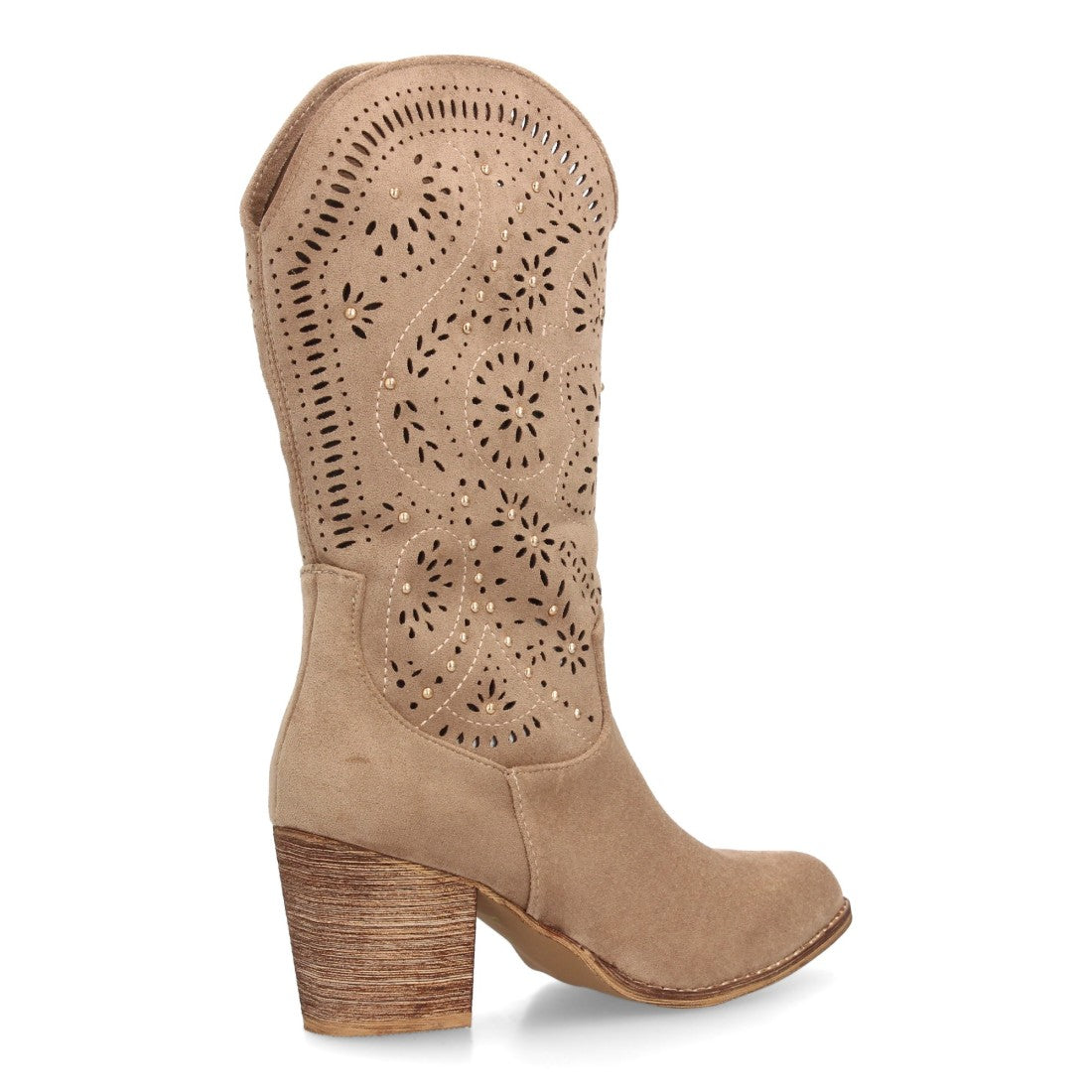 Elegante hohe Stiefel in Beige mit Absatz