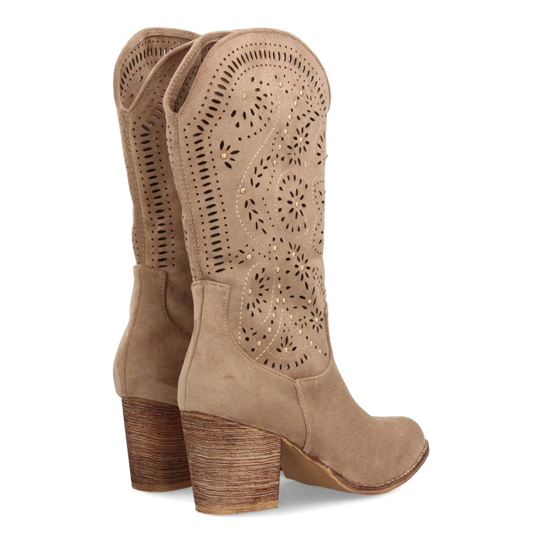 Elegante hohe Stiefel in Beige mit Absatz