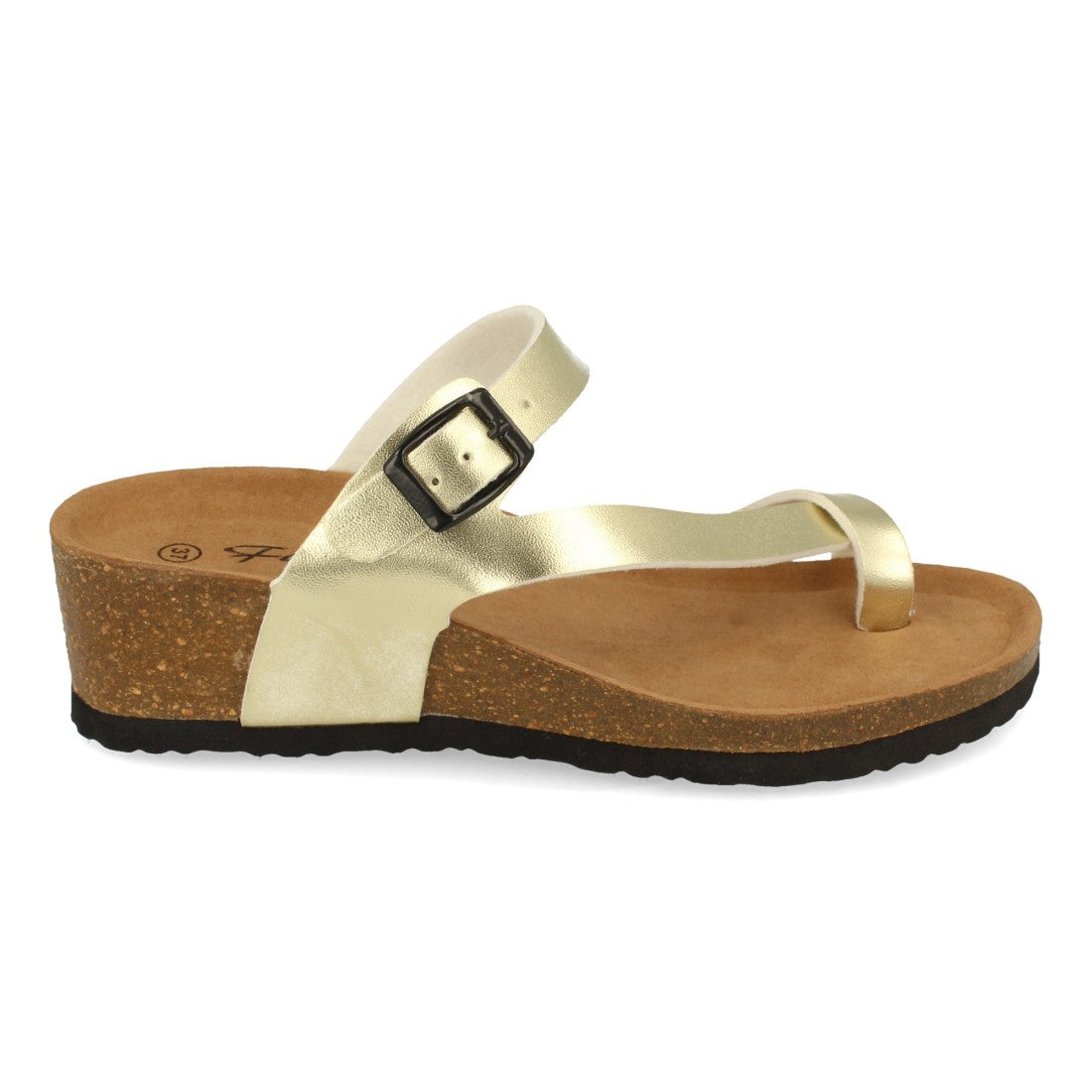 Sandalias Doradas Mujer Cuña Bio Plantilla Anatómica Estilo Esclava Elegantes