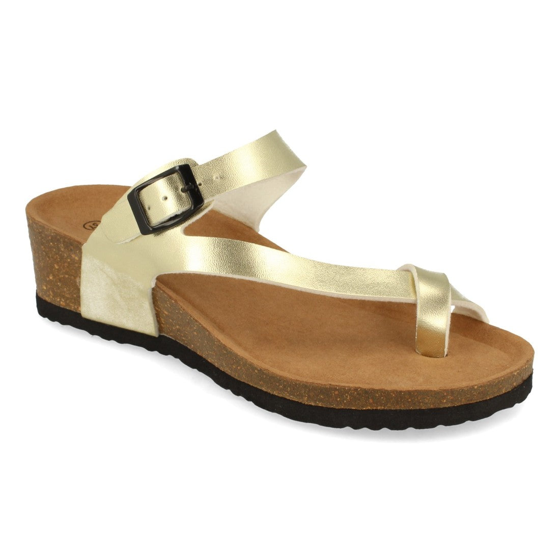 Sandalias Doradas Mujer Cuña Bio Plantilla Anatómica Estilo Esclava Elegantes