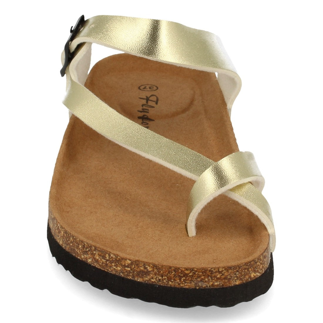 Sandalias Doradas Mujer Bio Estilo Esclava Planta Anatómica Hebilla Elegantes