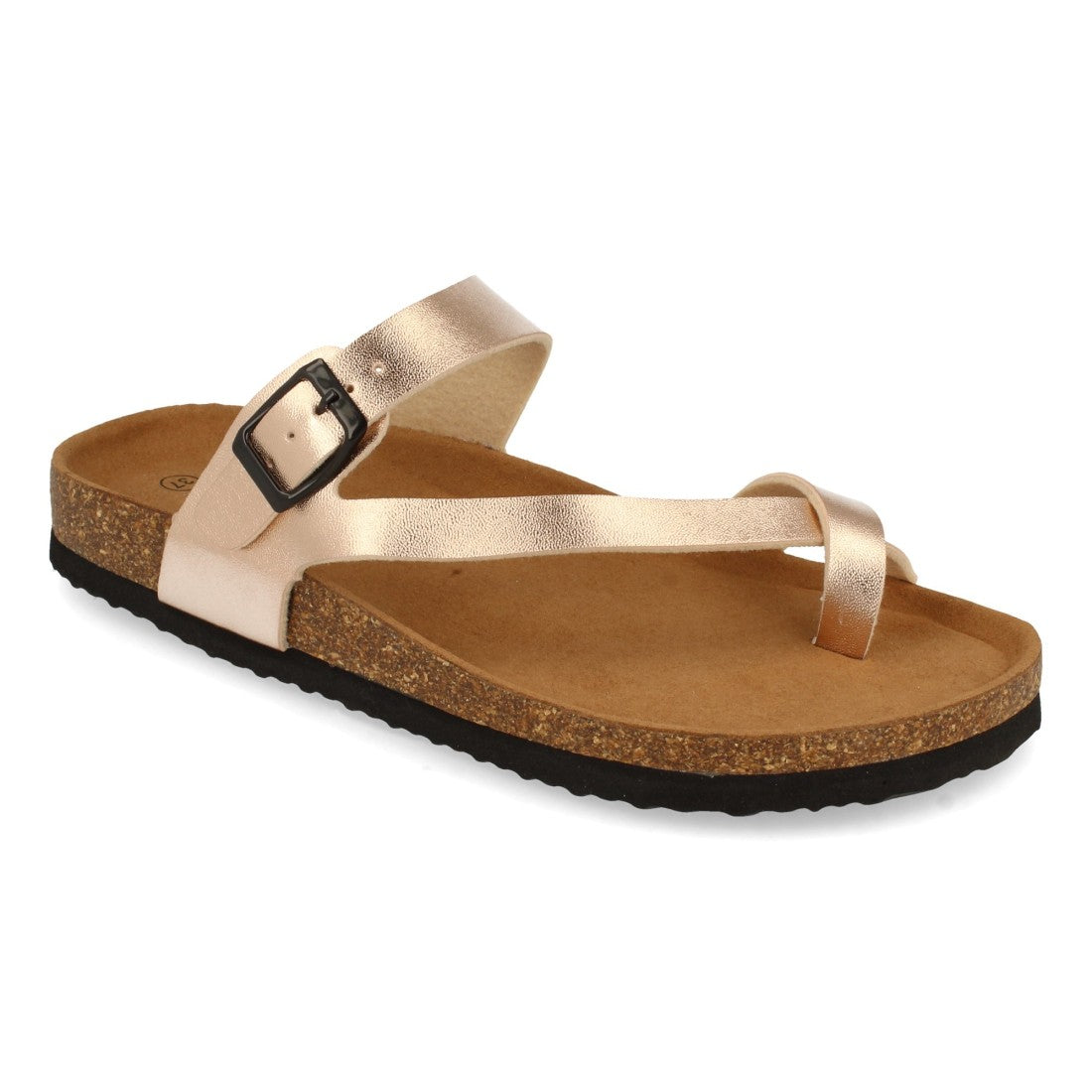 Sandalias Champán Mujer Bio Estilo Esclava Planta Anatómica Hebilla Elegantes