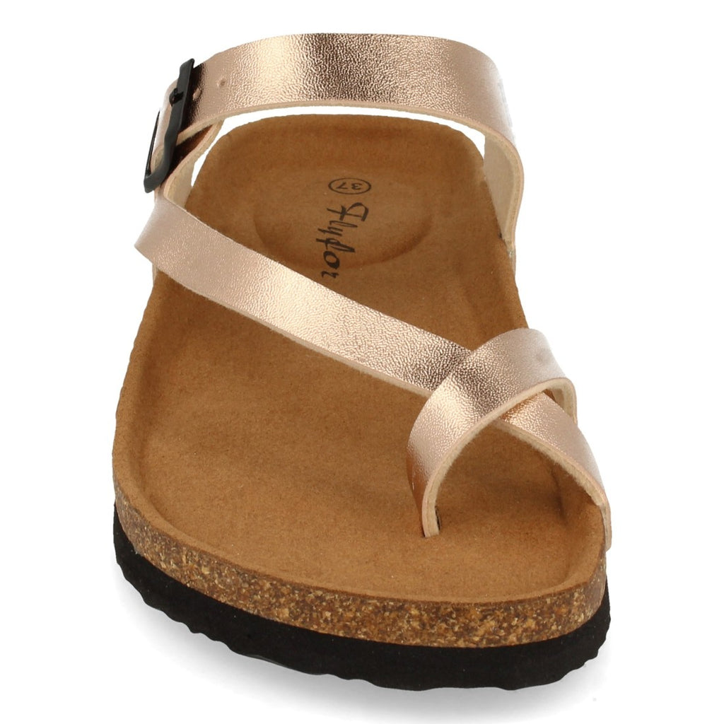 Sandalias Champán Mujer Bio Estilo Esclava Planta Anatómica Hebilla Elegantes