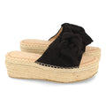 Sandalias Negras Mujer Plataforma Yute Lazo Cómodas