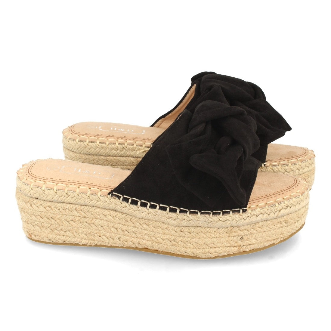 Sandalias Negras Mujer Plataforma Yute Lazo Cómodas