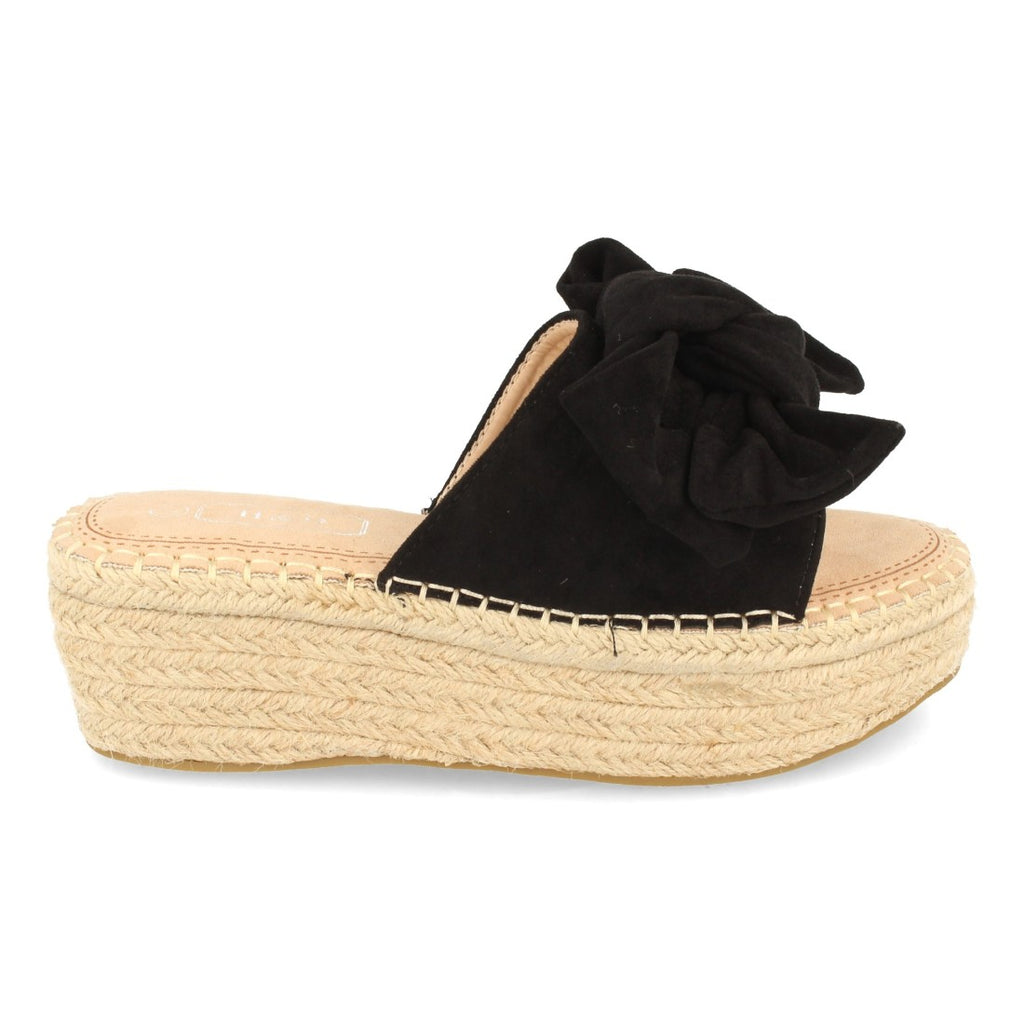 Sandalias Negras Mujer Plataforma Yute Lazo Cómodas