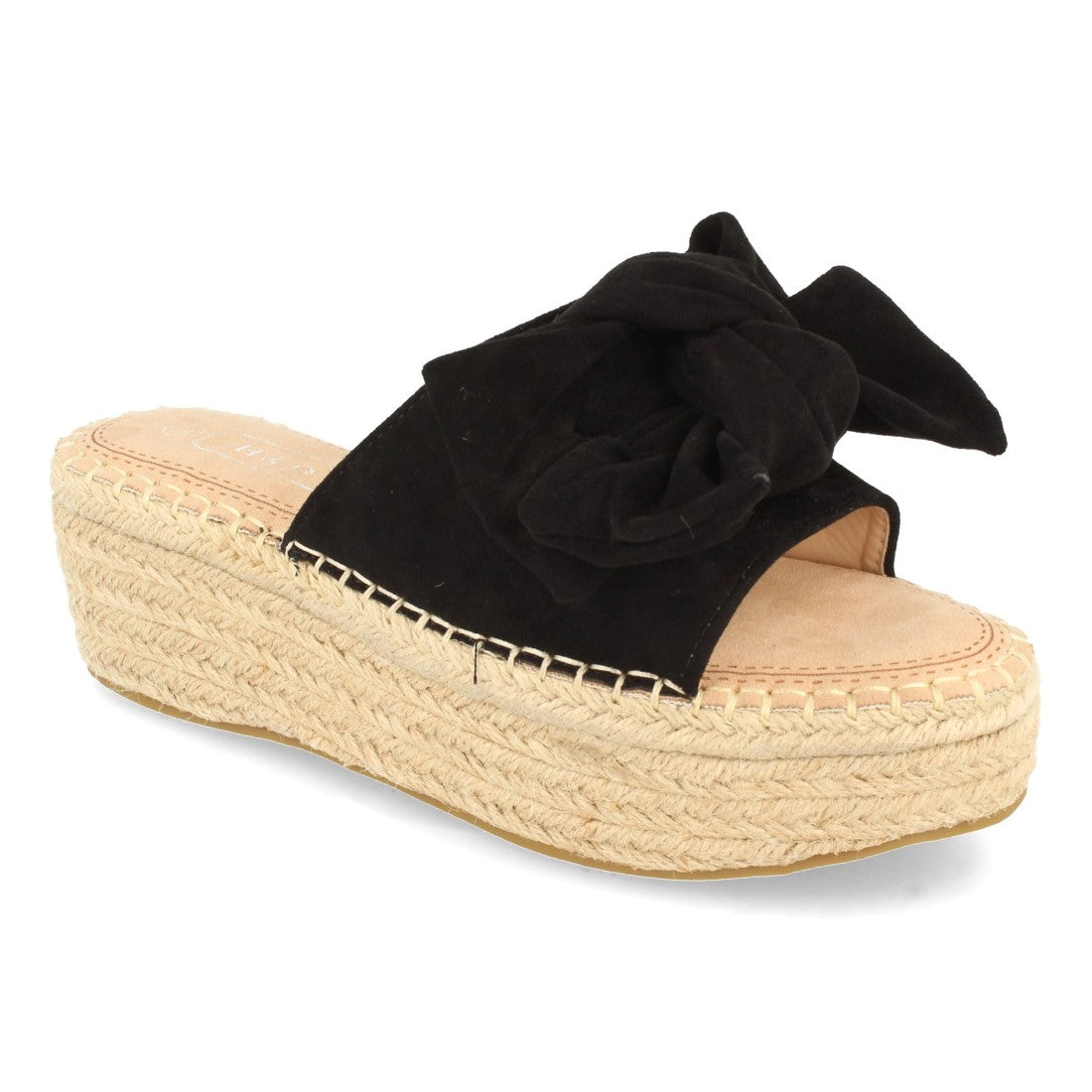 Sandalias Negras Mujer Plataforma Yute Lazo Cómodas