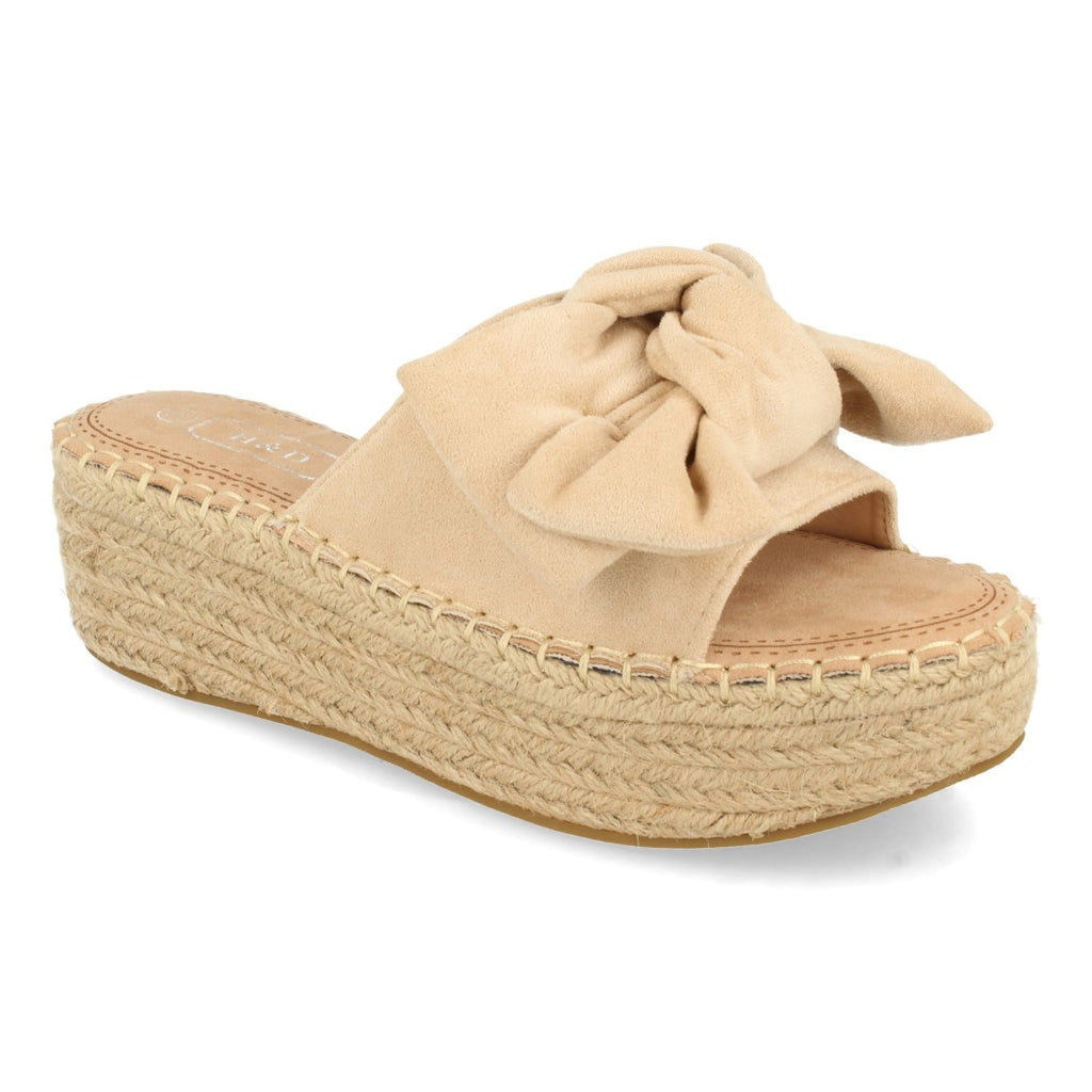 Sandalias Beige Mujer Plataforma Yute Lazo Cómodas