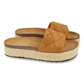 Sandalias Camel Mujer Planas Yute Cuadros Anatómicas