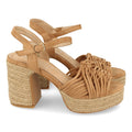 Sandalias Marrones Mujer Tacón Yute Cordones Cómodas