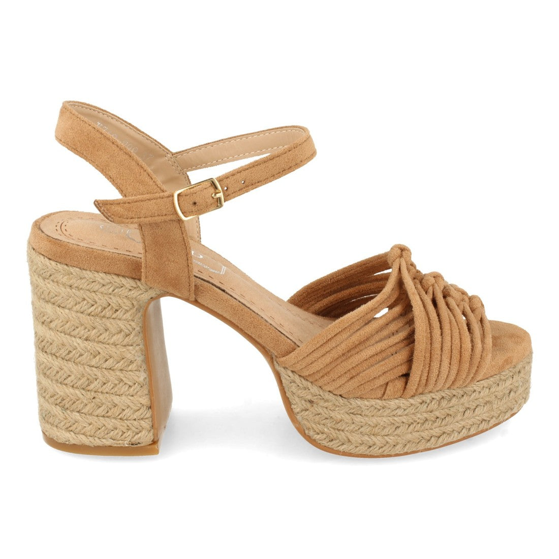 Sandalias Marrones Mujer Tacón Yute Cordones Cómodas