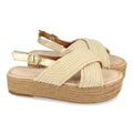 Sandalias Doradas Mujer Planas Yute Palas Cruzadas