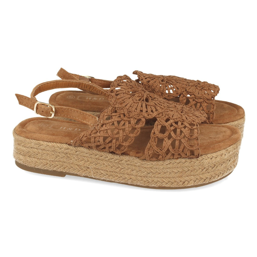 Sandalias Marrones Mujer Planas Yute Rafia Hebilla Cómodas