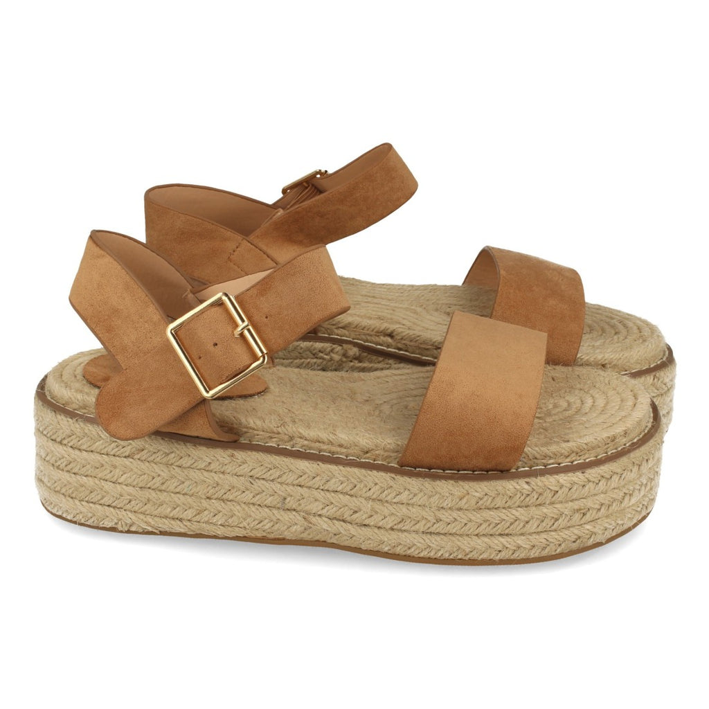 Sandalias Marrones Mujer Plataforma Yute Hebilla Cómodas