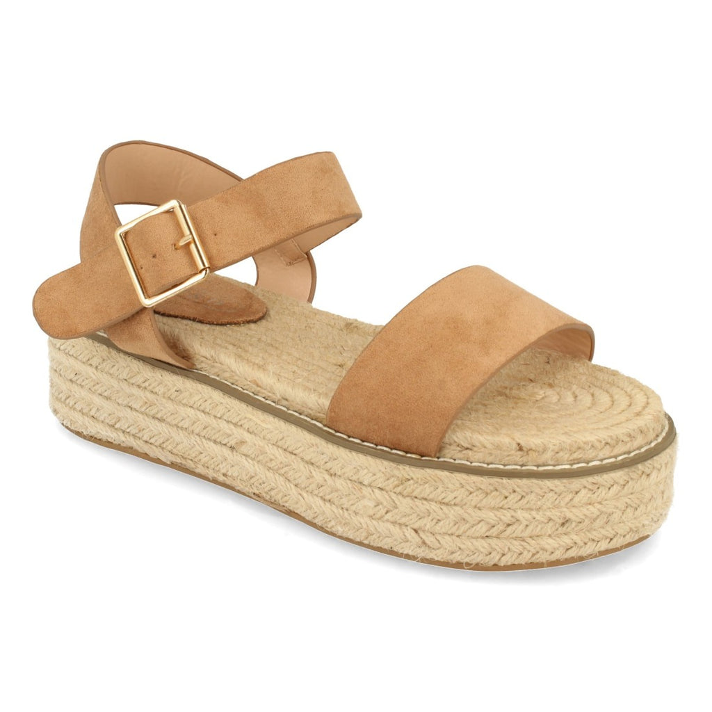 Sandalias Marrones Mujer Plataforma Yute Hebilla Cómodas