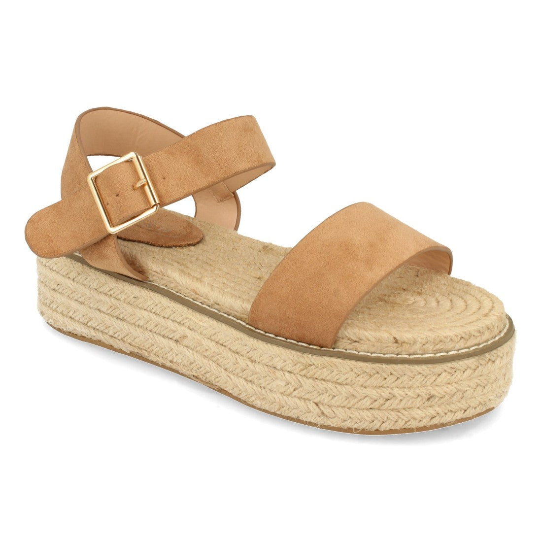 Sandalias Marrones Mujer Plataforma Yute Hebilla Cómodas