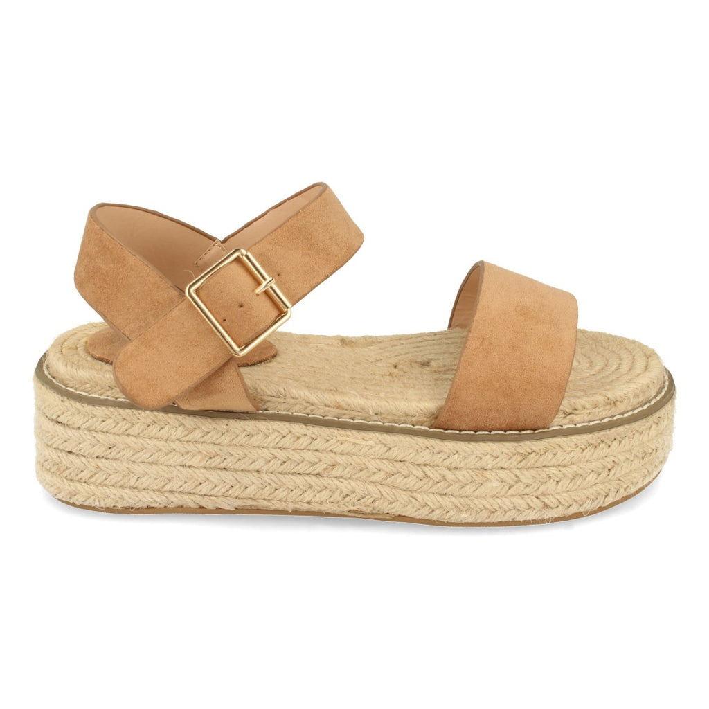 Sandalias Marrones Mujer Plataforma Yute Hebilla Cómodas
