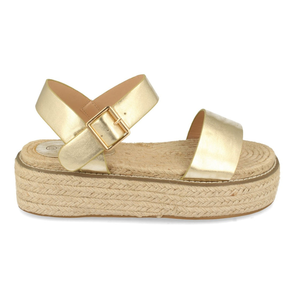 Sandalias Doradas Mujer Plataforma Yute Cómodas