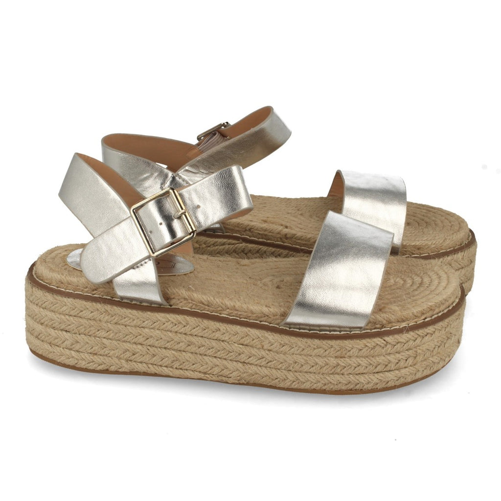 Sandalias Plateadas Mujer Plataforma Yute Cómodas