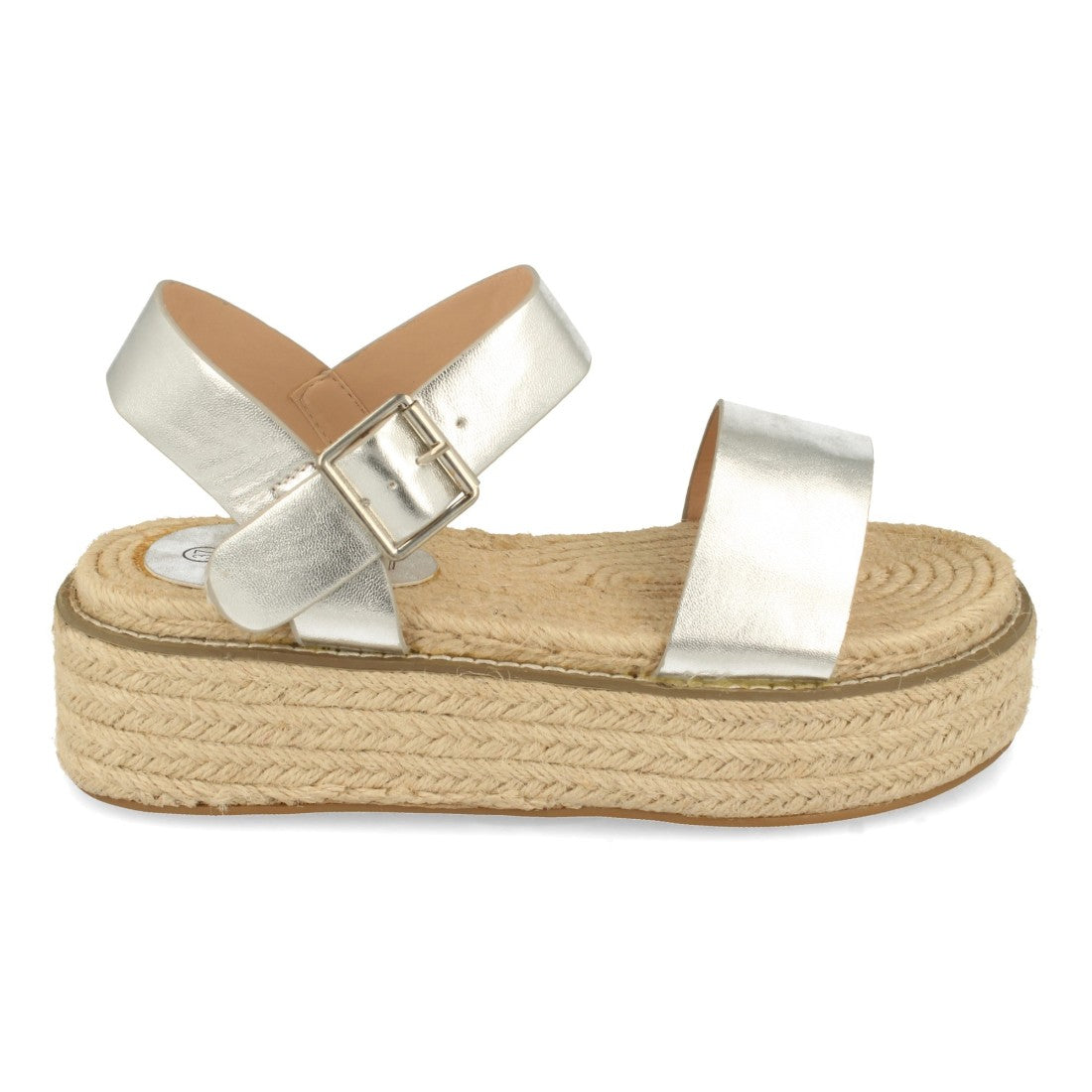 Sandalias Plateadas Mujer Plataforma Yute Cómodas