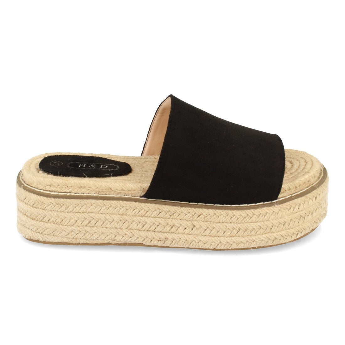 Sandalias Negras Mujer Plataforma Yute Casual Cómodas