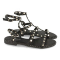 Sandalias Negras Mujer Cangrejeras Tachuelas Elegantes