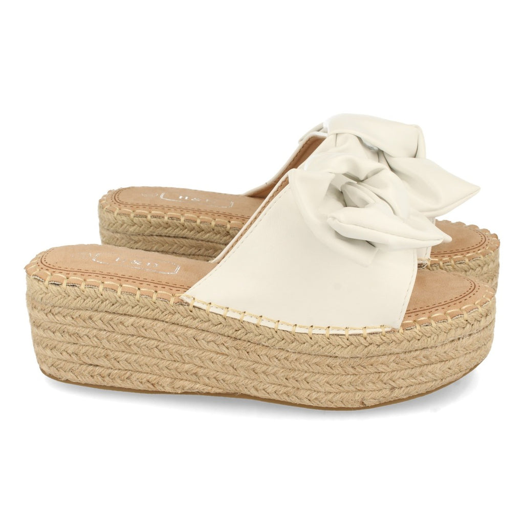 Sandalias Blancas Mujer Plataforma Yute Lazo Cómodas