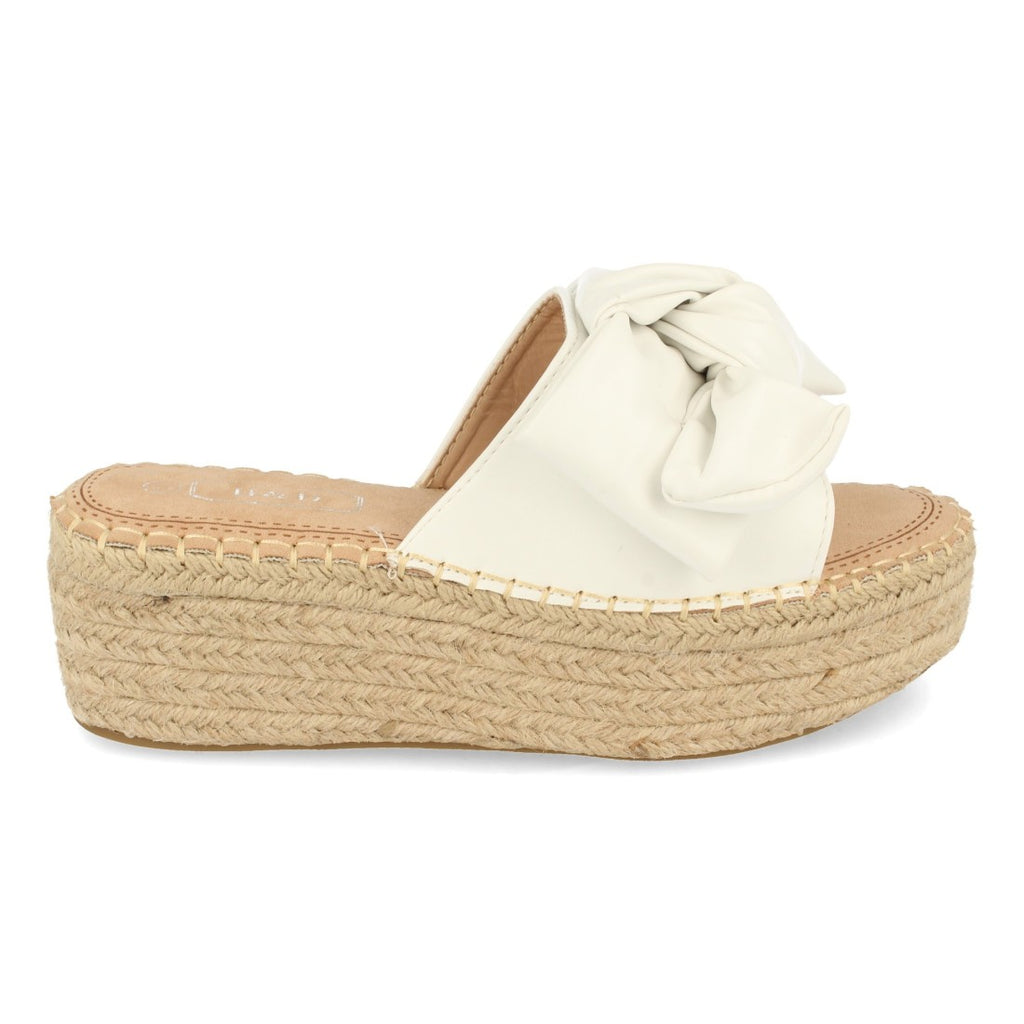Sandalias Blancas Mujer Plataforma Yute Lazo Cómodas