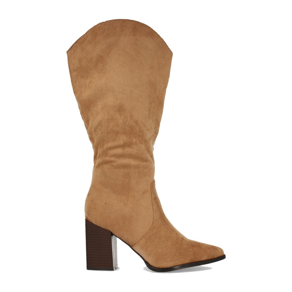 Camel Stiefel Hoher Blockabsatz Spitz