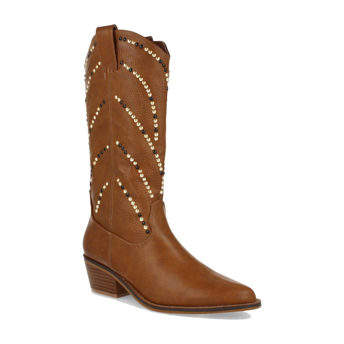 Botas Tacón Cubano con Tachuelas - Camel