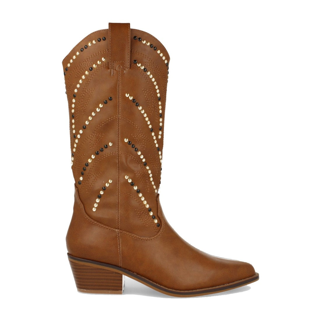 Botas Tacón Cubano con Tachuelas - Camel