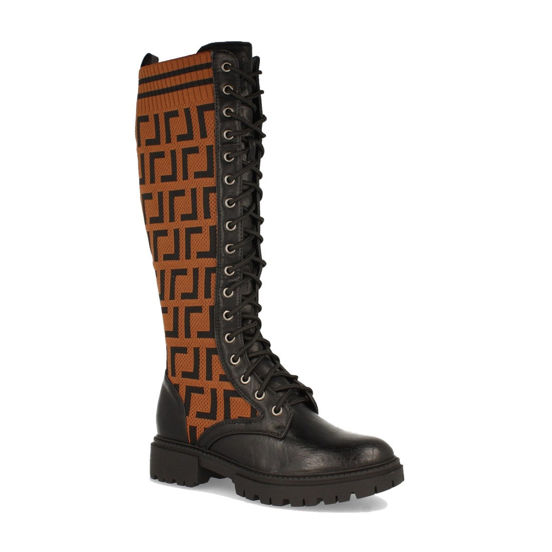 Flache camel-farbene Stiefel mit Ethno-Gravuren