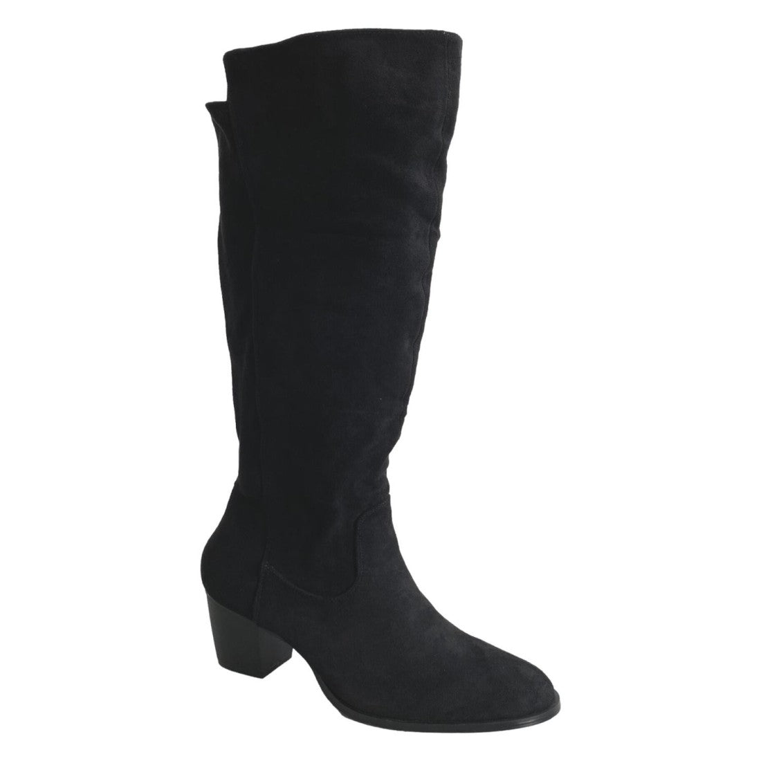 Schwarze Stiefel Bequemer Absatz Runde Spitze