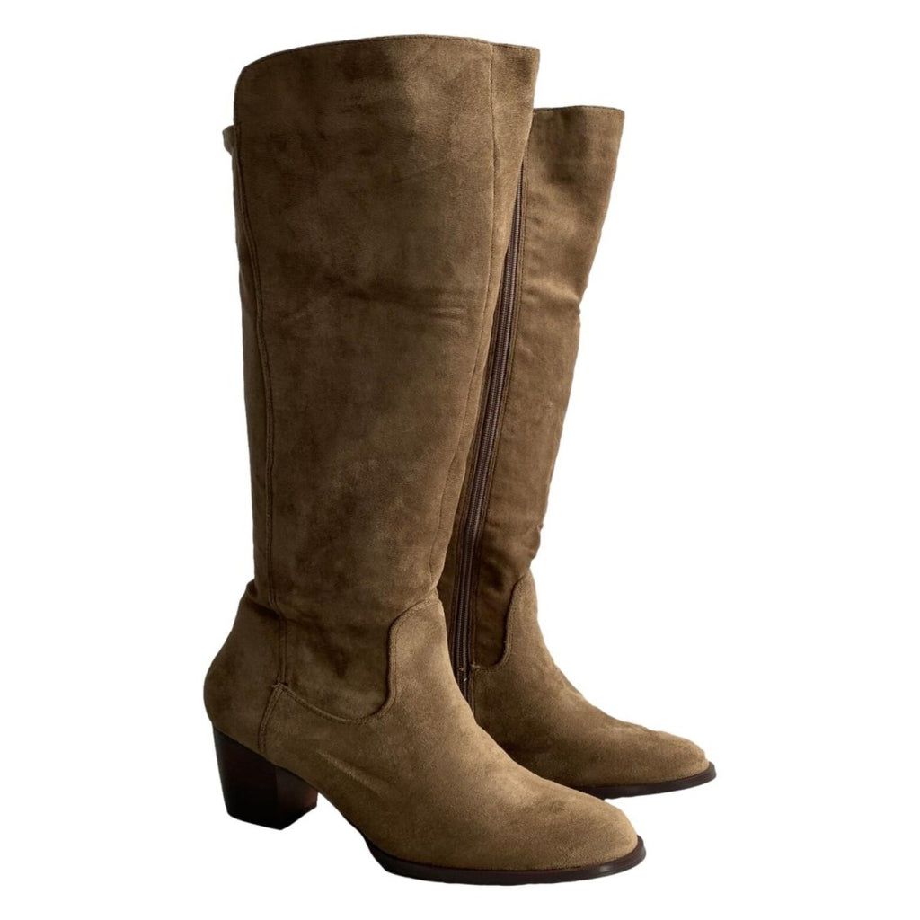 Grüne Stiefel Bequemer runder Absatz