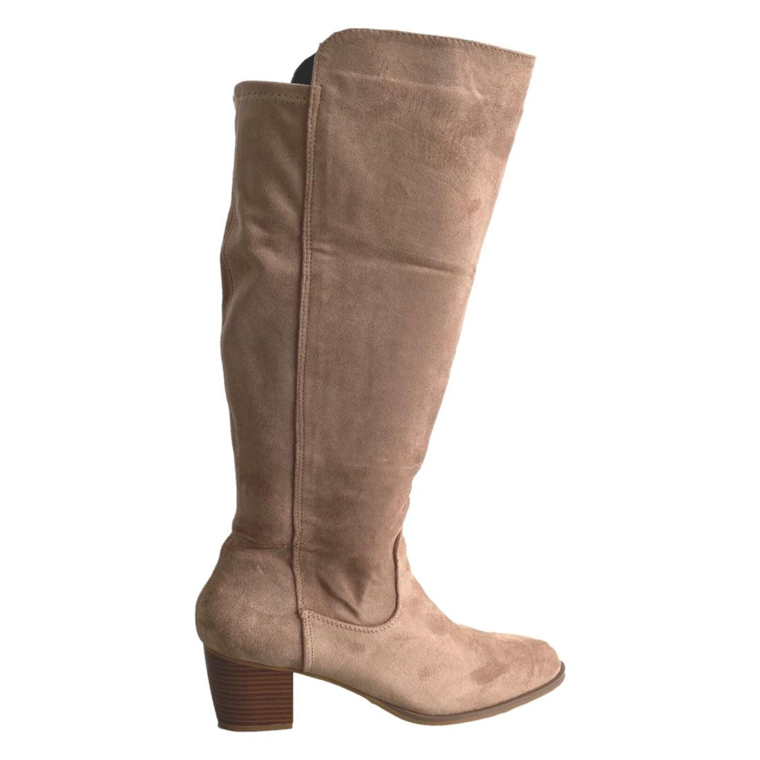 Beige Stiefel Bequemer Absatz Runde Spitze