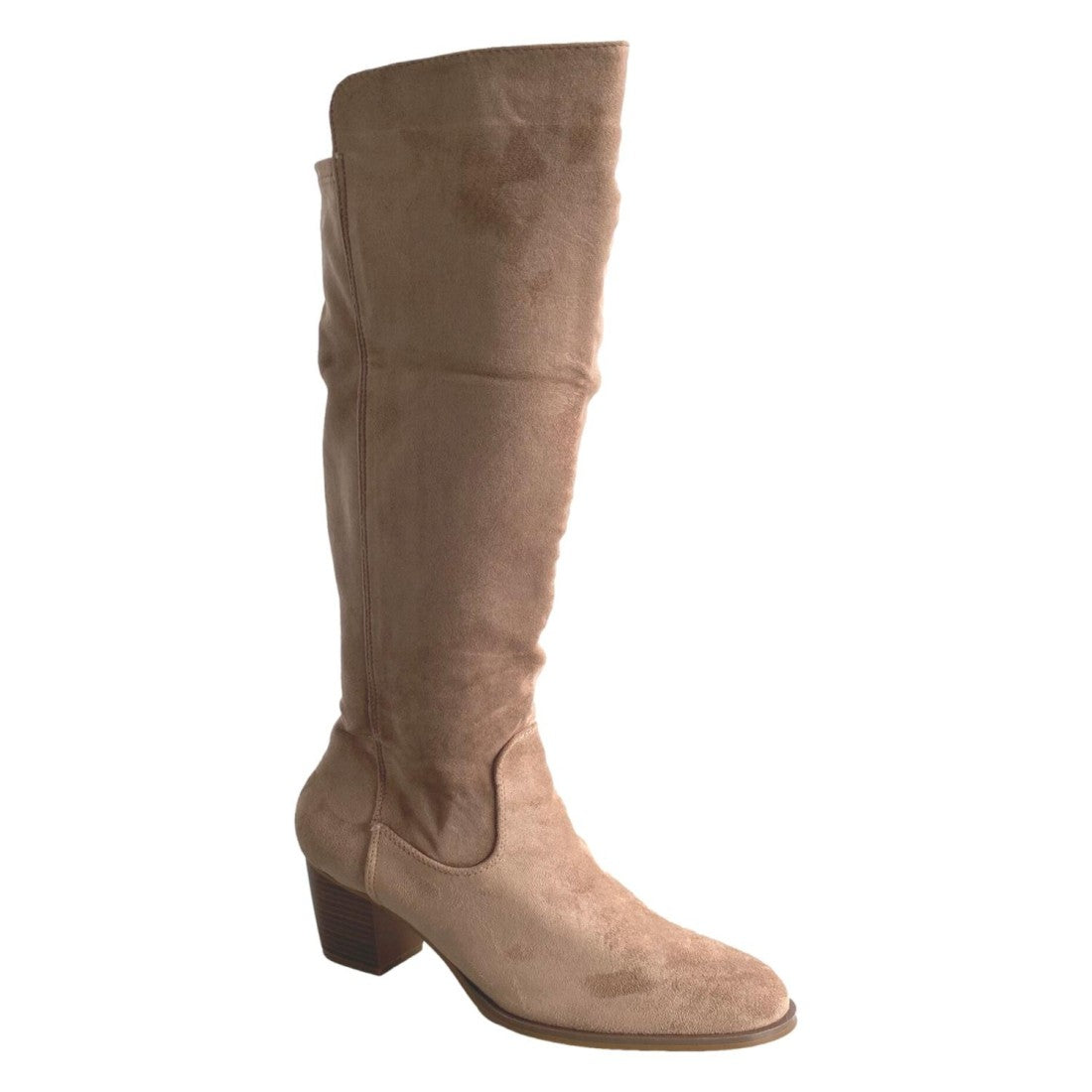 Beige Stiefel Bequemer Absatz Runde Spitze