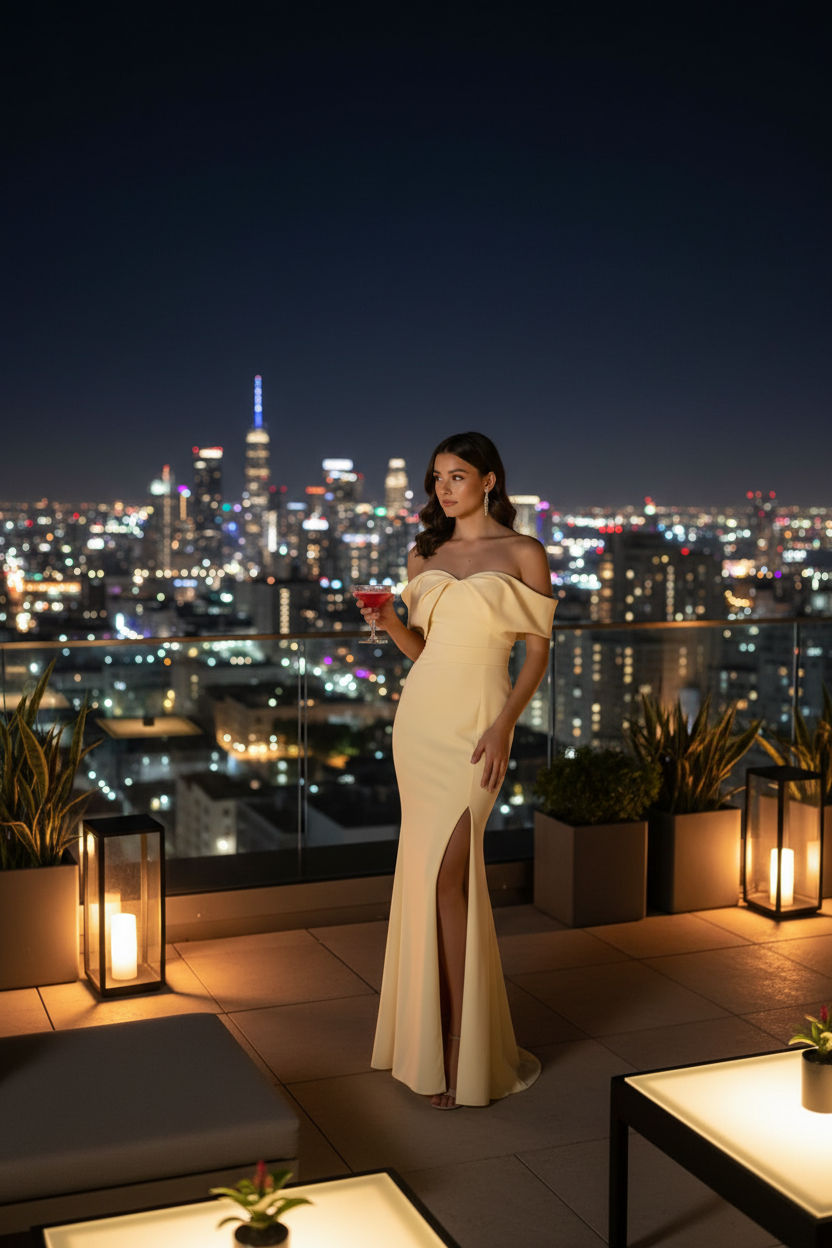 Vestido Amarillo Sirena Invitada Talla Única 36-40