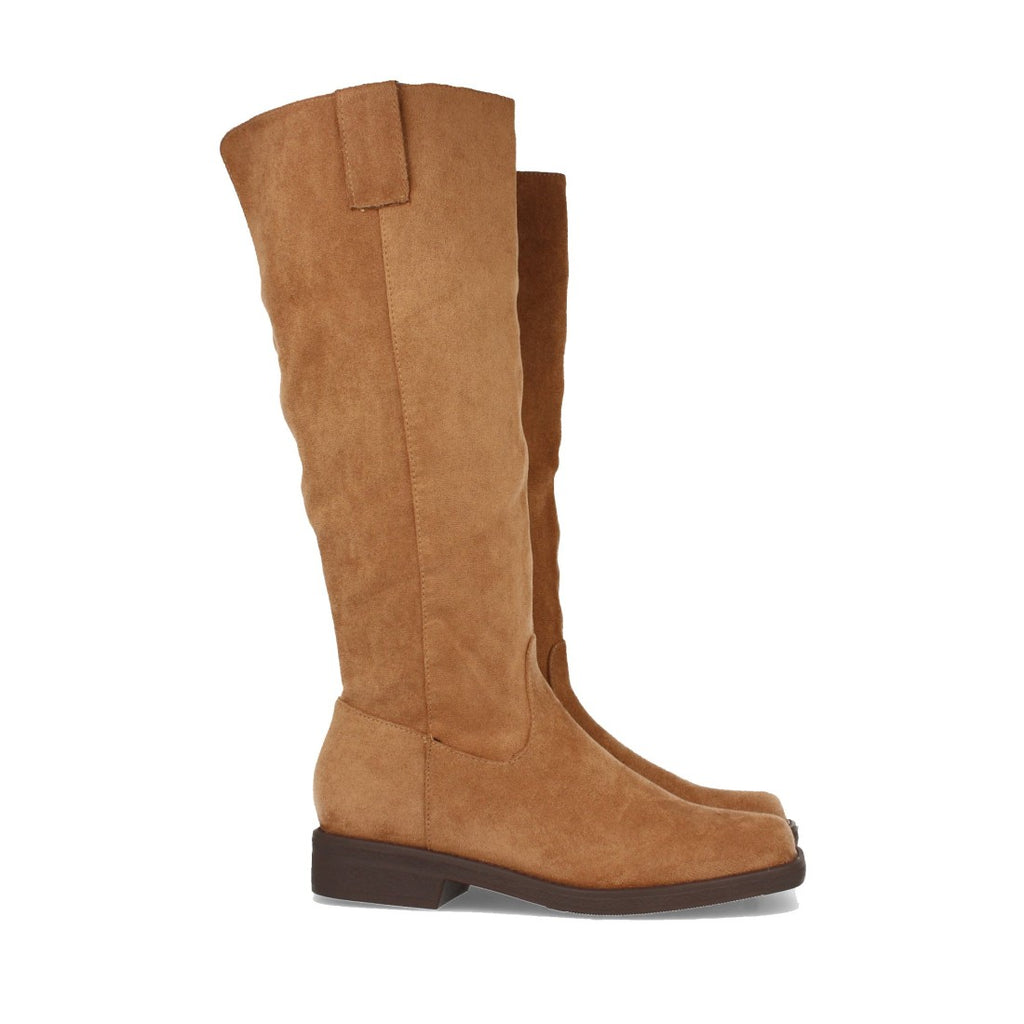 Flache Boots in Camel mit Reißverschluss im Casual-Stil