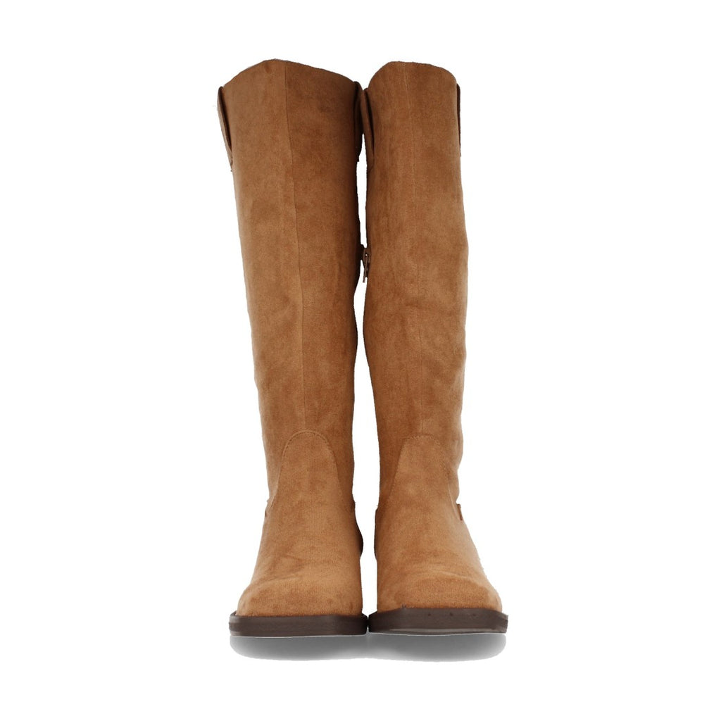 Flache Boots in Camel mit Reißverschluss im Casual-Stil