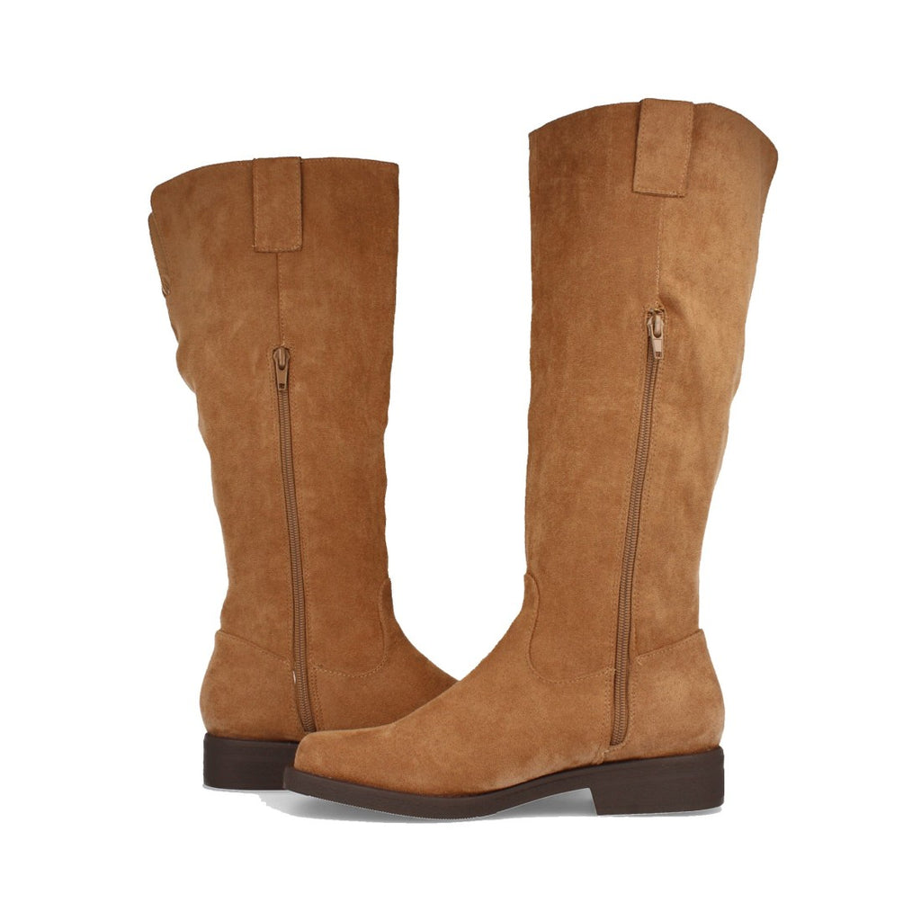 Flache Boots in Camel mit Reißverschluss im Casual-Stil