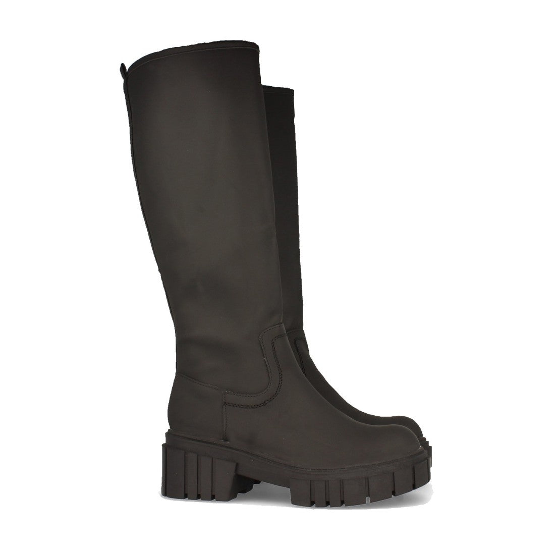 Botas de Agua con Plataforma y Patrón Liso - Negro