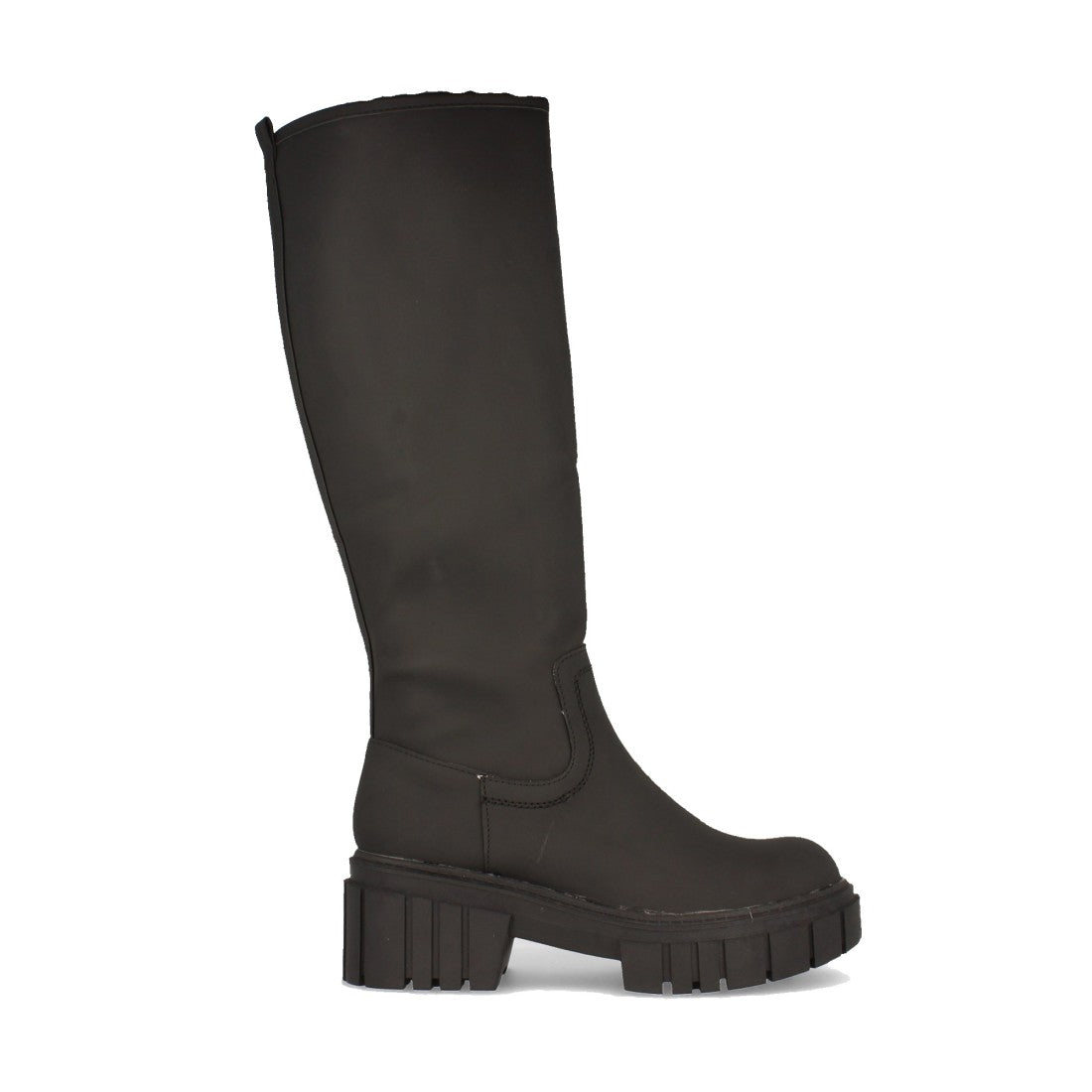 Botas de Agua con Plataforma y Patrón Liso - Negro