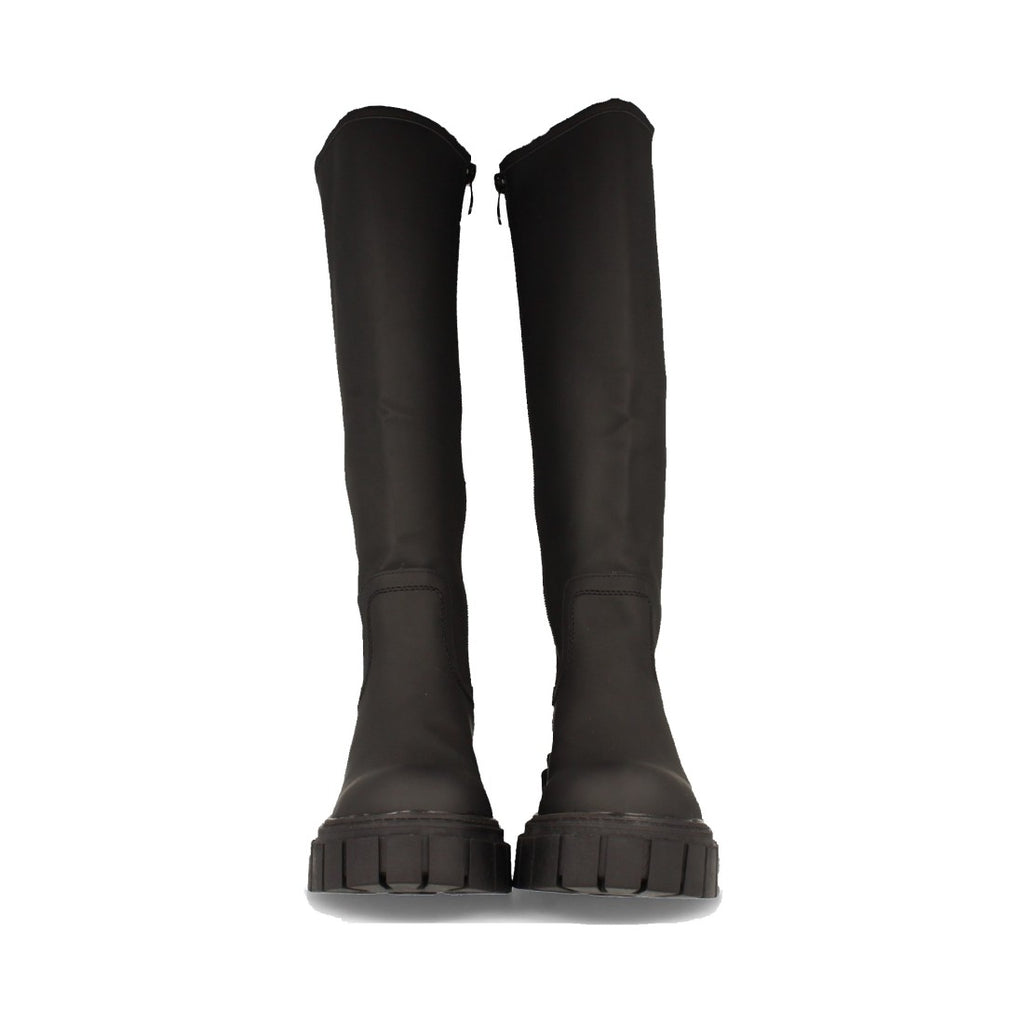 Botas de Agua con Plataforma y Patrón Liso - Negro