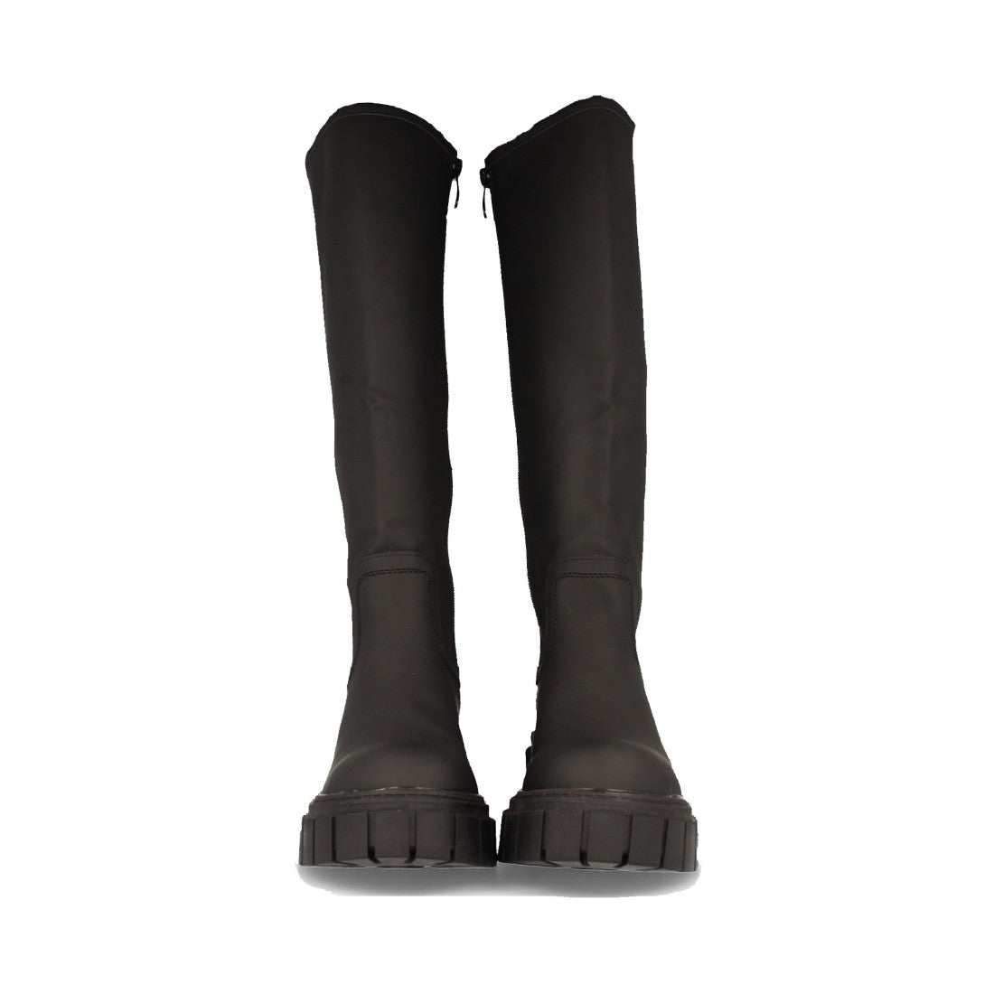 Botas de Agua con Plataforma y Patrón Liso - Negro
