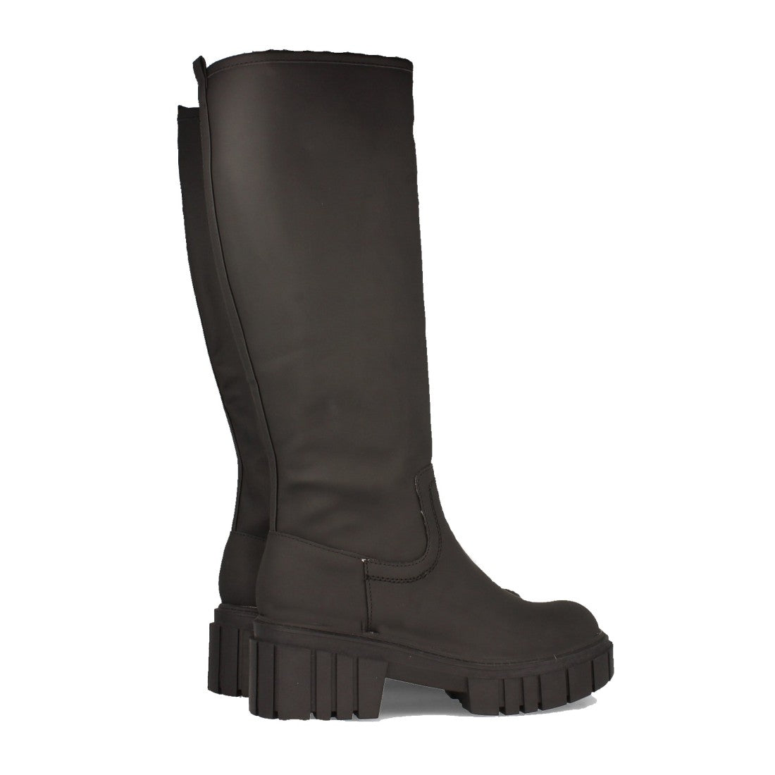 Botas de Agua con Plataforma y Patrón Liso - Negro