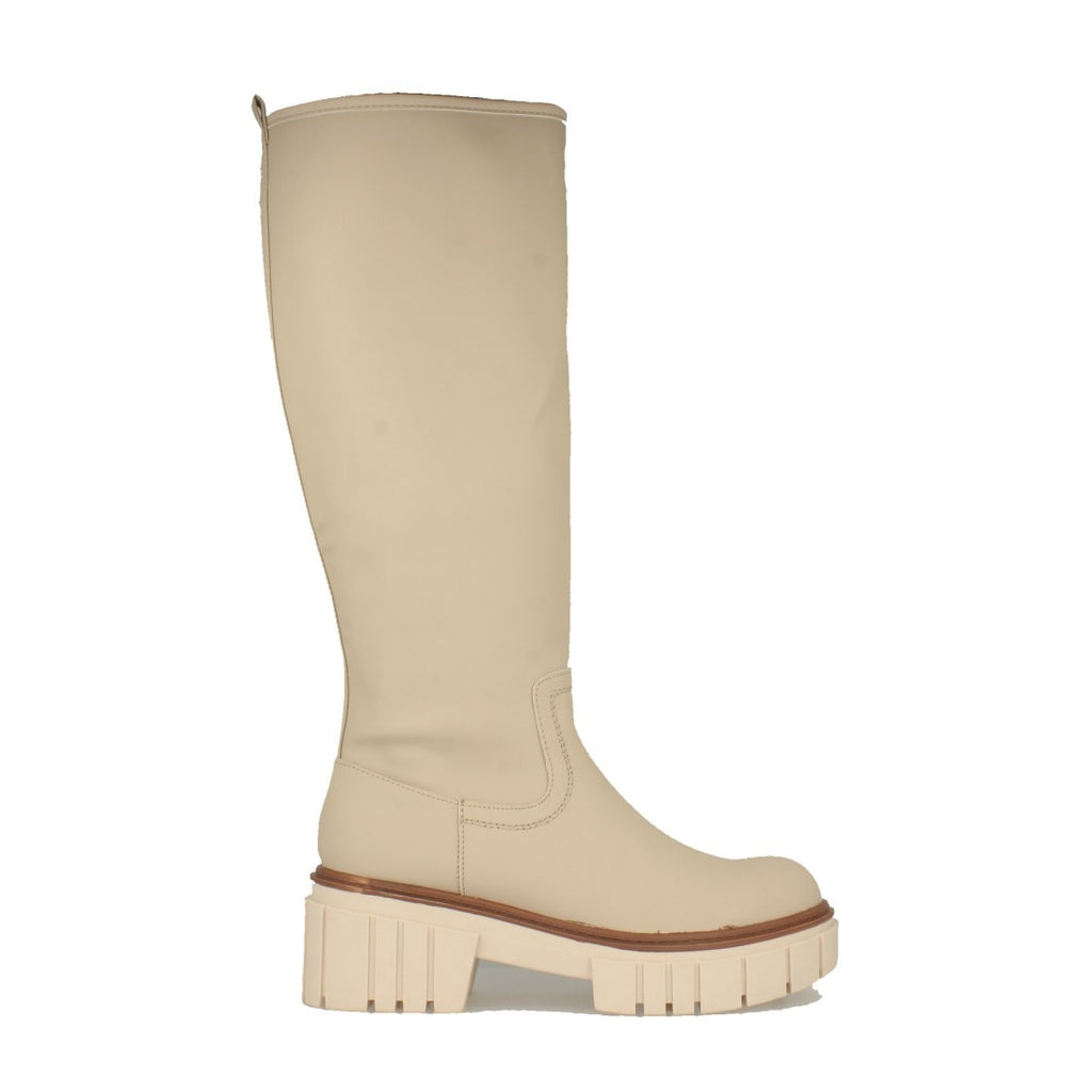 Botas de Agua con Plataforma y Patrón Liso - Beige