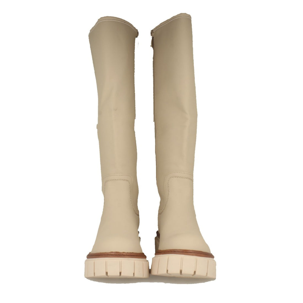 Botas de Agua con Plataforma y Patrón Liso - Beige