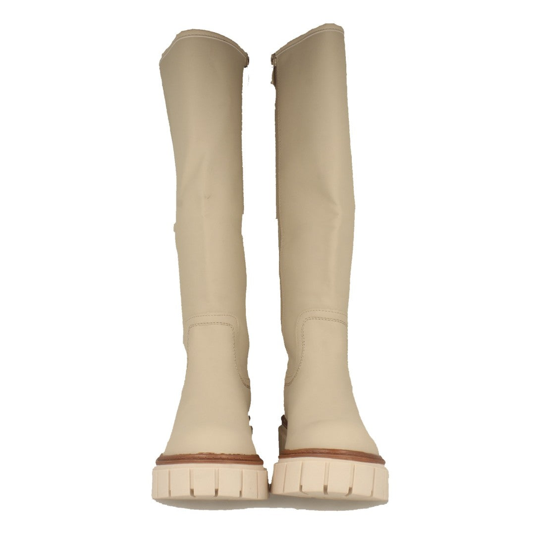 Botas de Agua con Plataforma y Patrón Liso - Beige