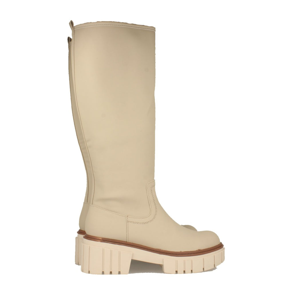Botas de Agua con Plataforma y Patrón Liso - Beige